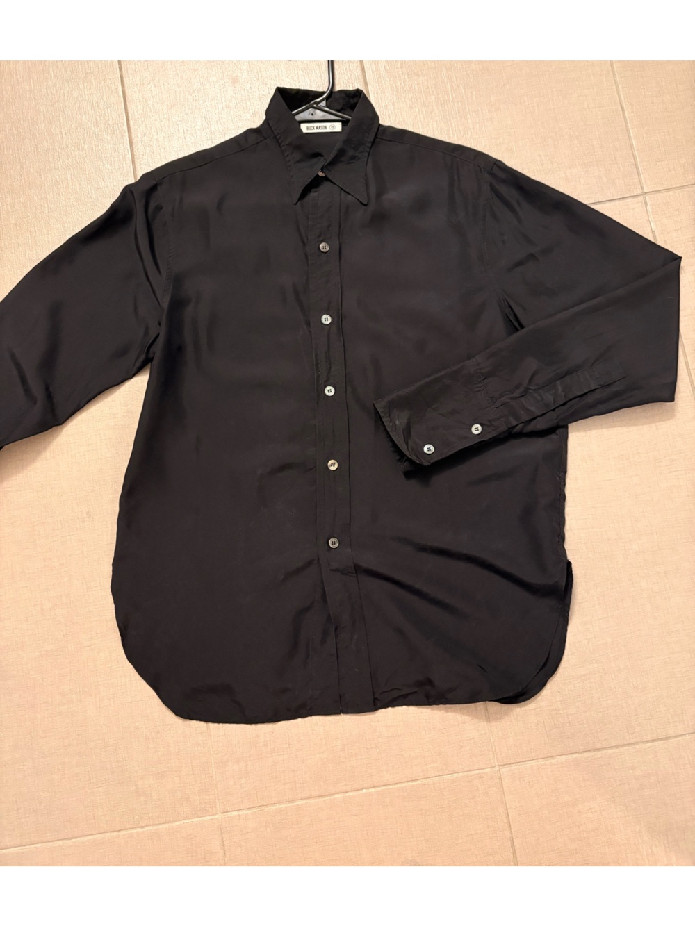 Buck Mason Black Silk Button-Down Shirt